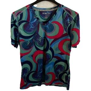 Reel Legends Shirt L Women’s Green Multicolor Freeline Artsy Outdoor